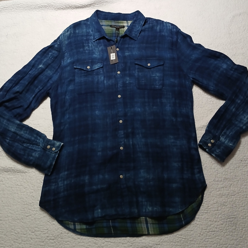 John Varvatos USA Button Down Flannel Plaid Shirt Men's Size XL